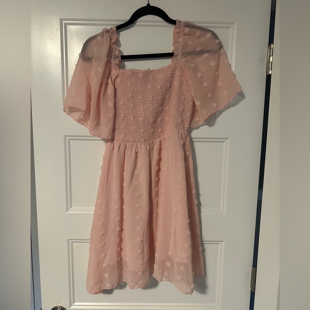 Size small, baby pink, flowy dress.